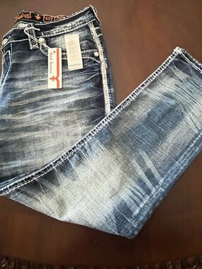 Rock Revival Men's Faded Blue Straight Jeans NWT